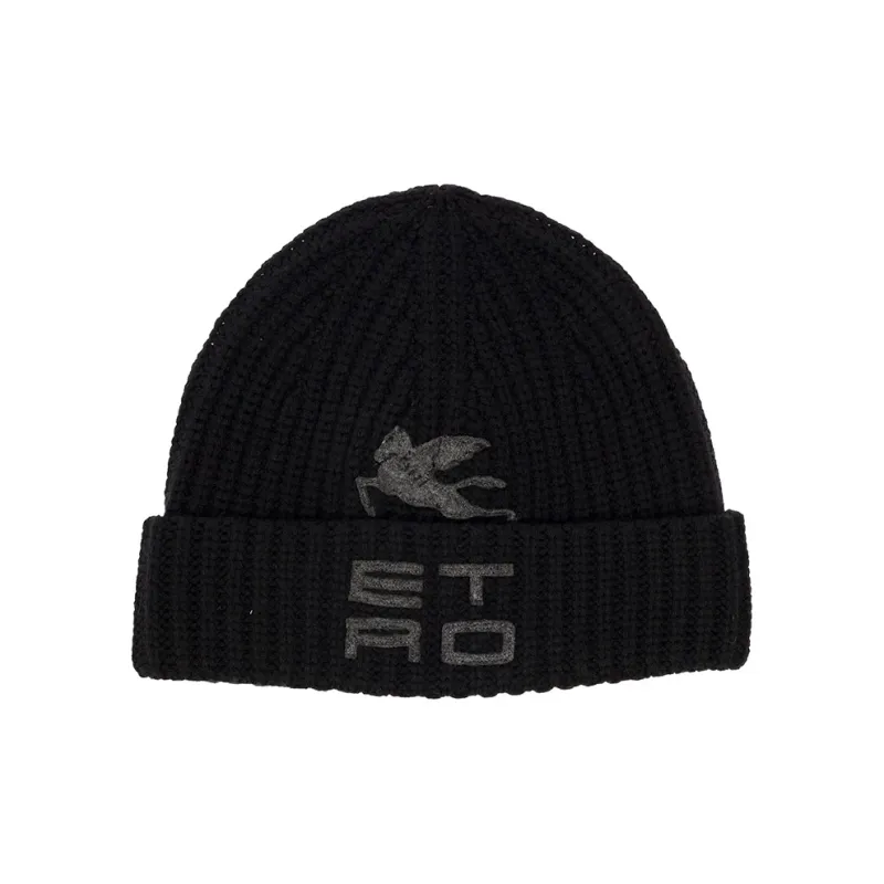 ETRO Folded Edge Ribbed-Knit Beanie-0