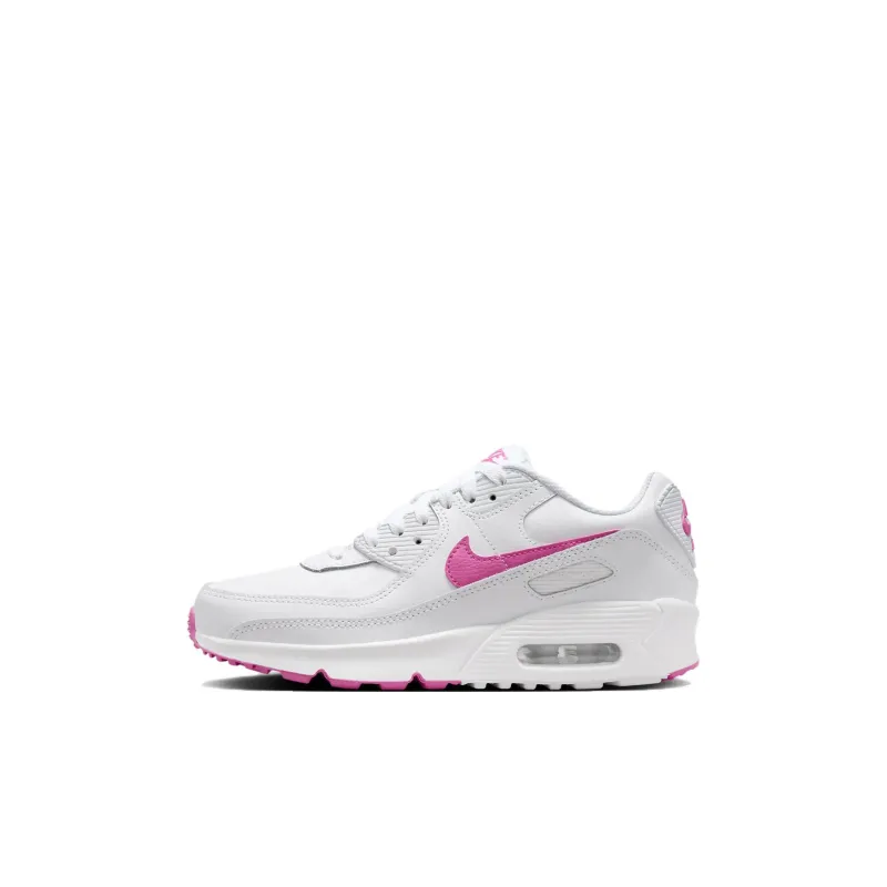 Nike Air Max 90 Slip Resistant Shock Absorbers Low Top Kids' Running Shoes White Pink Kids'-0