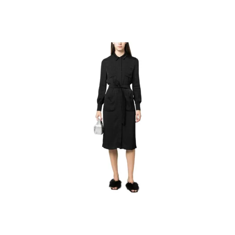 MOSCHINO Monogram Printed Belted Shirt Dress-1
