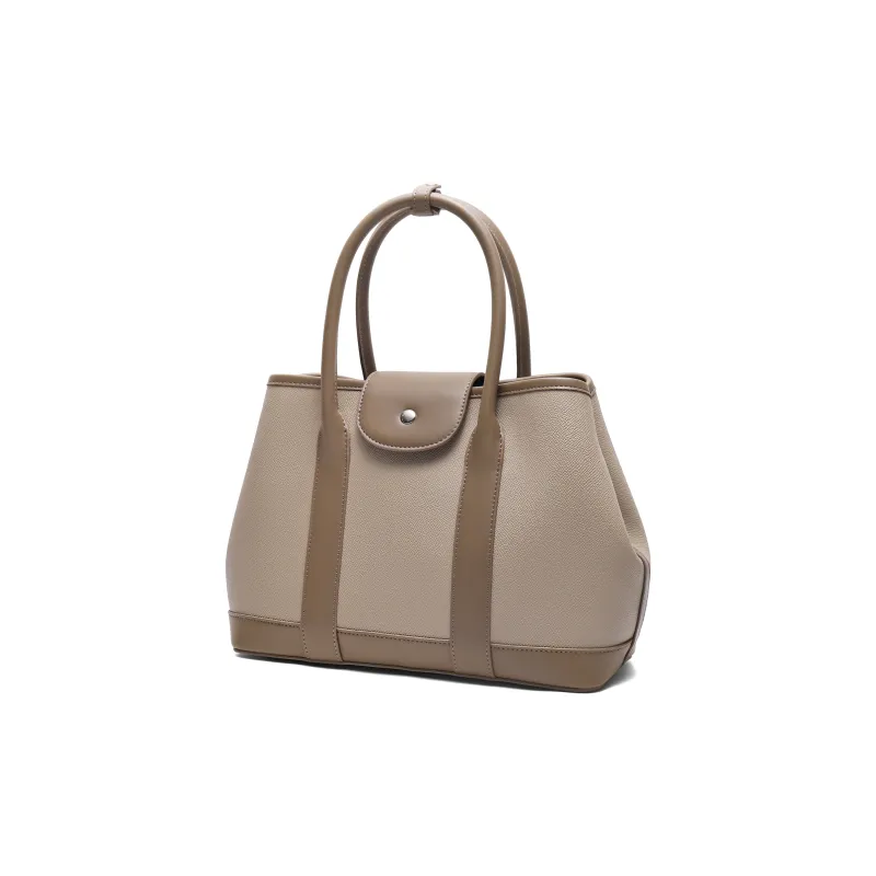 BELLE Cow Leather Patchwork With Artificial Leather Tote One Shoulder Handbag Women's Solid Color Plain-4