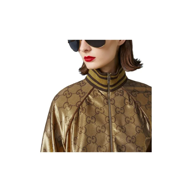 GUCCI Maxi Gg Sparkling Jersey Zip Jacket 'Camel Gold/Multicolor'-1