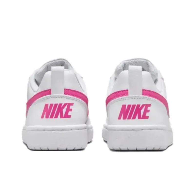 Nike Court Borough Anti Slip Wear Resistant Low Top Kids Lifestyle Shoes White Pink Unisex-3