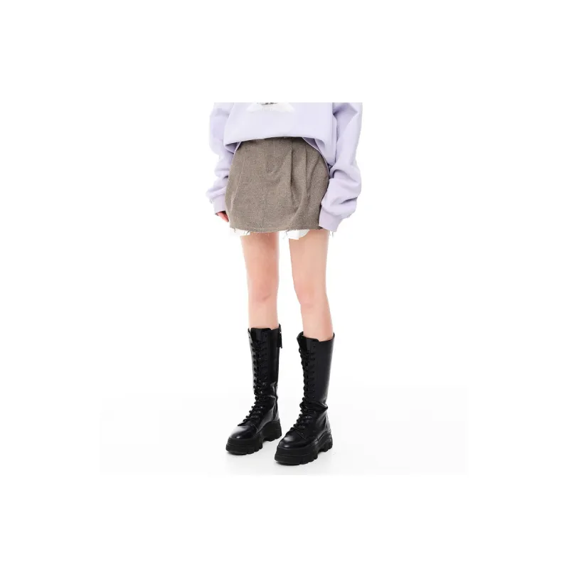 D'zzit Cropped Skirt Dark Khaki-3