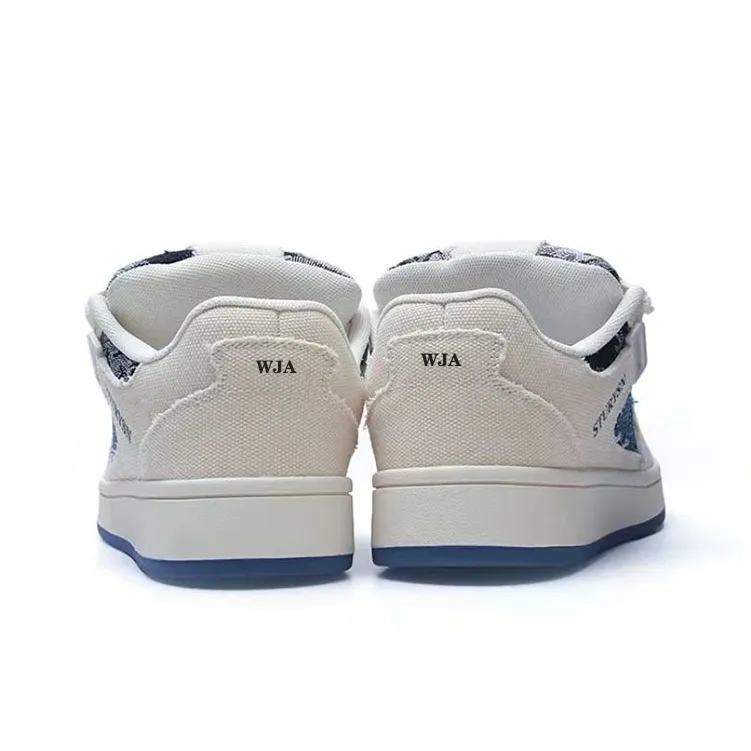 WJA Slip Resistant Cushioning Wear Resistant Lightweight Breathable Low Top Skateboard Shoes Women's Denim Blue-1
