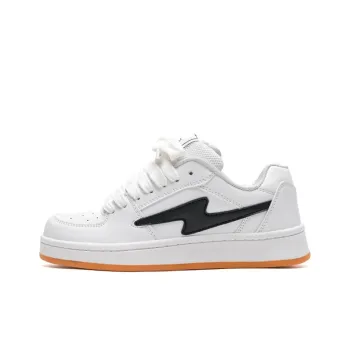 WJA Anti Slip Wear Resistant Lightweight Breathable Low Top Skateboard Shoes Unisex Black White