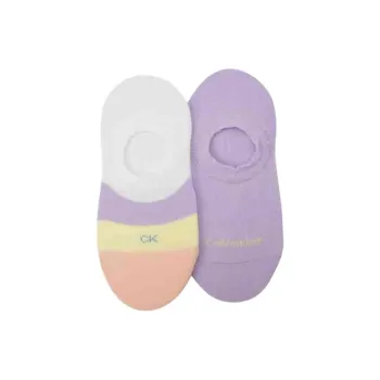 CALVIN KLEIN No-Show Socks Women's 2 Pack Moon White/Phoenix Purple