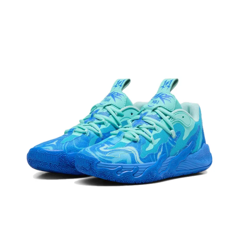 PUMA PUMA X LAMELO BALL Anti Slip Wear Resistant Low Top Children's Basketball Shoes Blue Green Teenagers-2