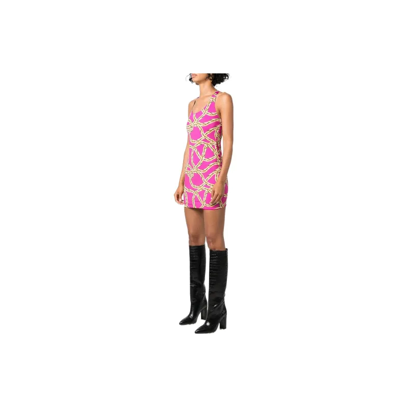 Vetements Gold Chain Open Back Mini Dress 'Hot Pink'-3