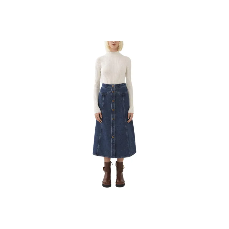Chloé Faded Midi Denim Skirt-2
