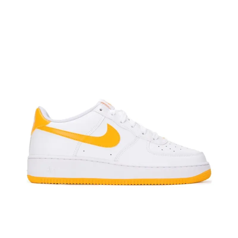 Nike Air Force 1 Low Top Kids' Skateboarding Shoes White Yellow Unisex-5