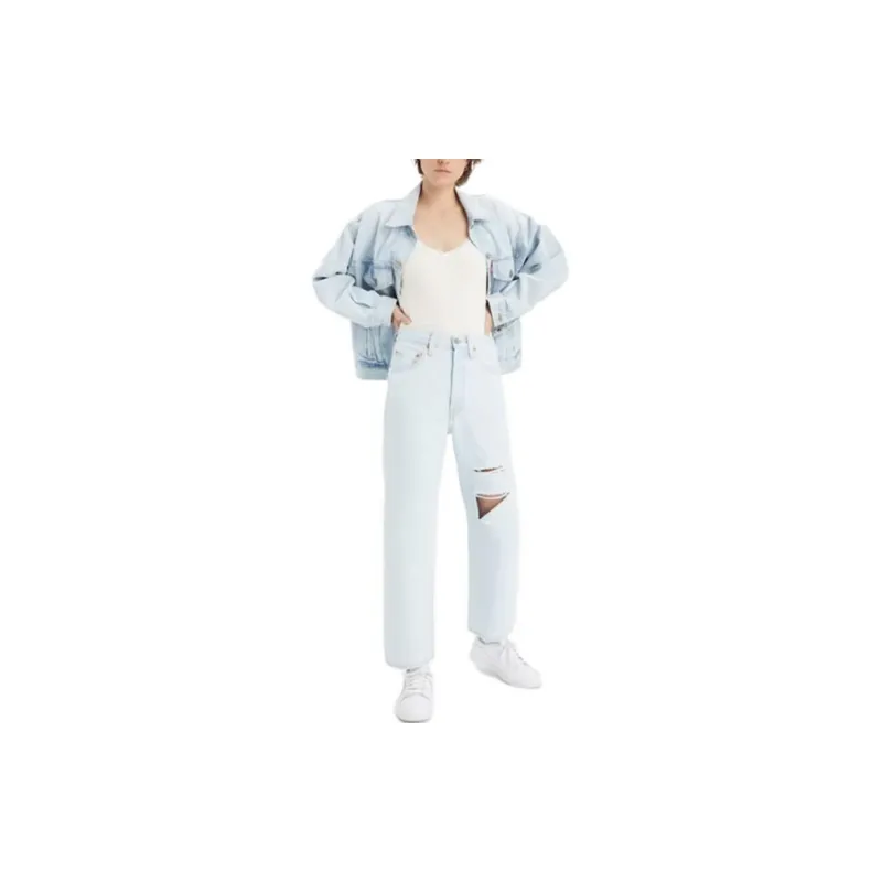 Levis Jeans Women's Blue With White Lettering-2