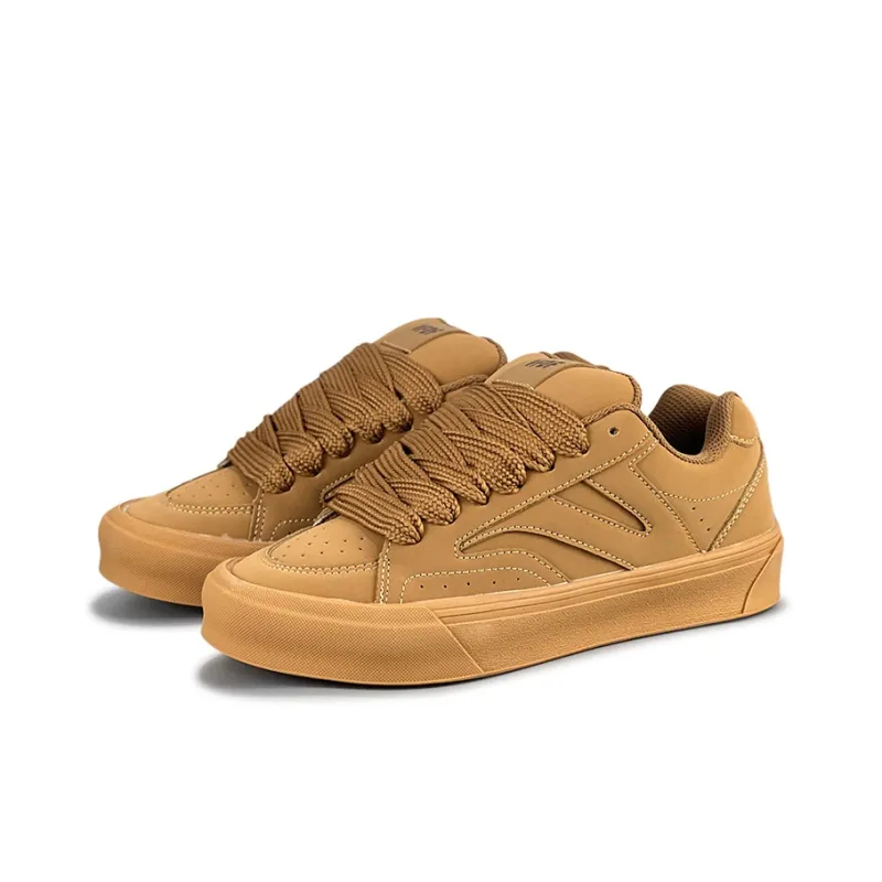 VFDF Puffy Shoes Wear Resistant Slip Resistant Low Top Skateboard Shoes Unisex Wheat-2
