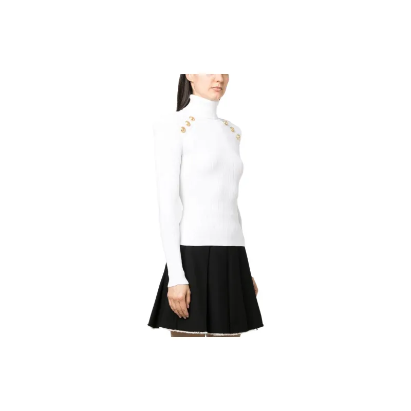 BALMAIN Button embellished Ribbed knit Jumper-3