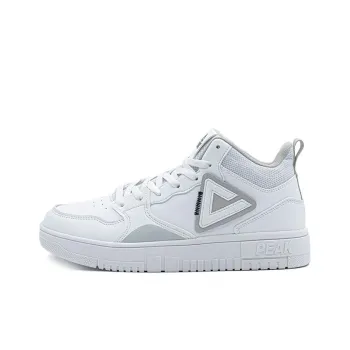 PEAK Classic Heritage Cushioning Wear Resistant Mid Top Skateboard Shoes Unisex White Gray