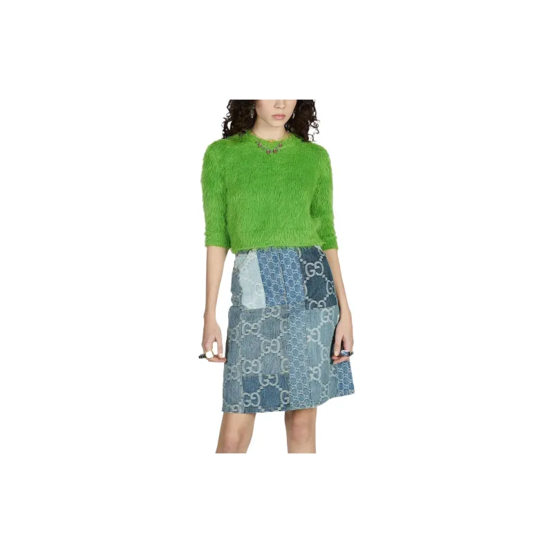 GUCCI Brushed Wool Knit Sweater Green-2
