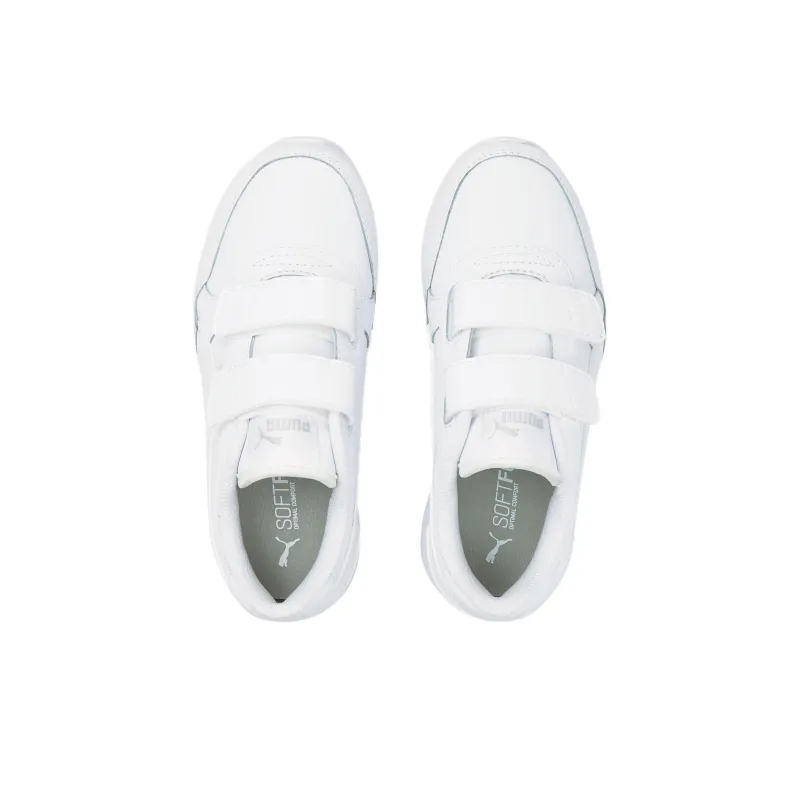 Puma ST Runner V3 Leather Little Kid 'Triple White'-2