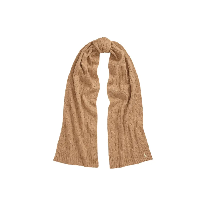 Polo Ralph Lauren Logo Embroidered Cable Knitted Scarf-0