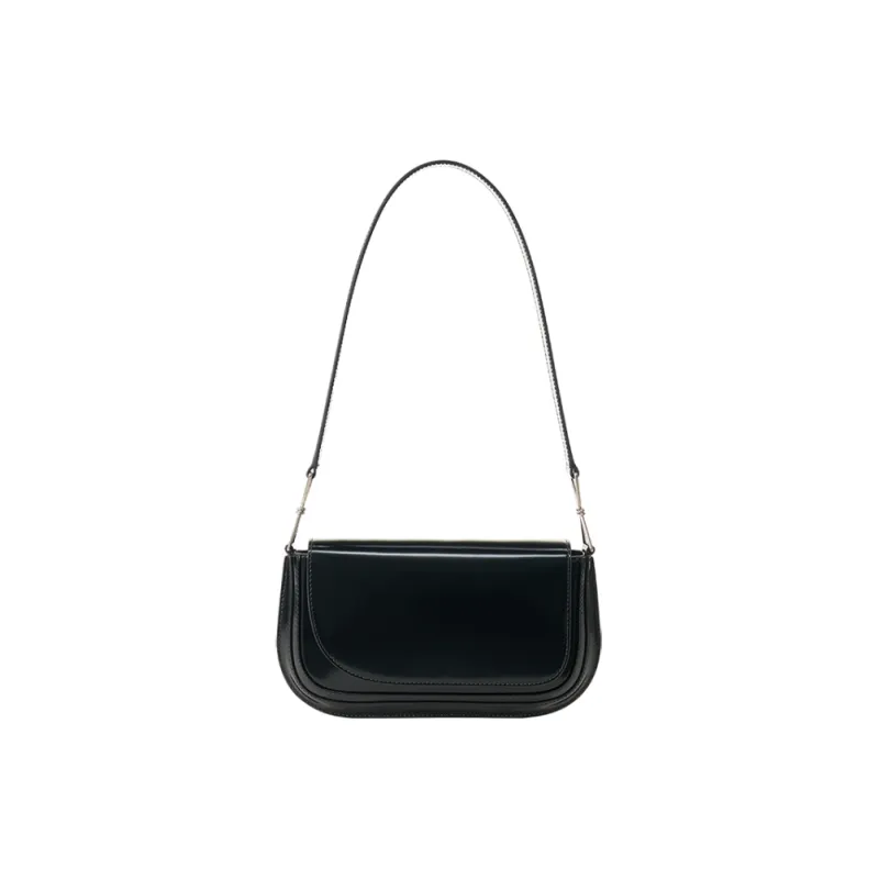 SHANSHUIJI Cow Leather Underarm One Shoulder Handbag Medium Size Women's Mountain White/Starry Night Black/Rouge Red-4