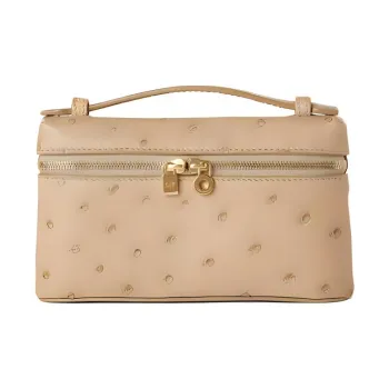 Loro Piana ExtraPocket Ostrich Leather Handbag, Shoulder Bag, Crossbody Bag, Clutch Mini Women's Beige Yellow