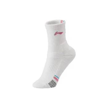 LiNing Badminton Series Mid Calf Socks Women's 1 Pack White Red