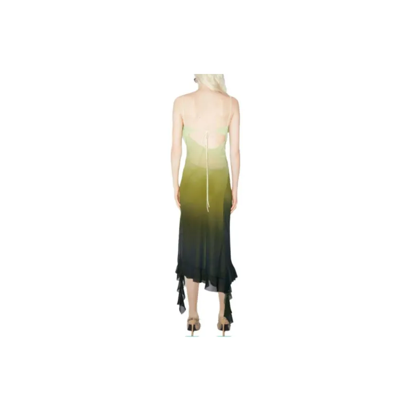 Acne Studios Ruffle Strap Dress Green-1