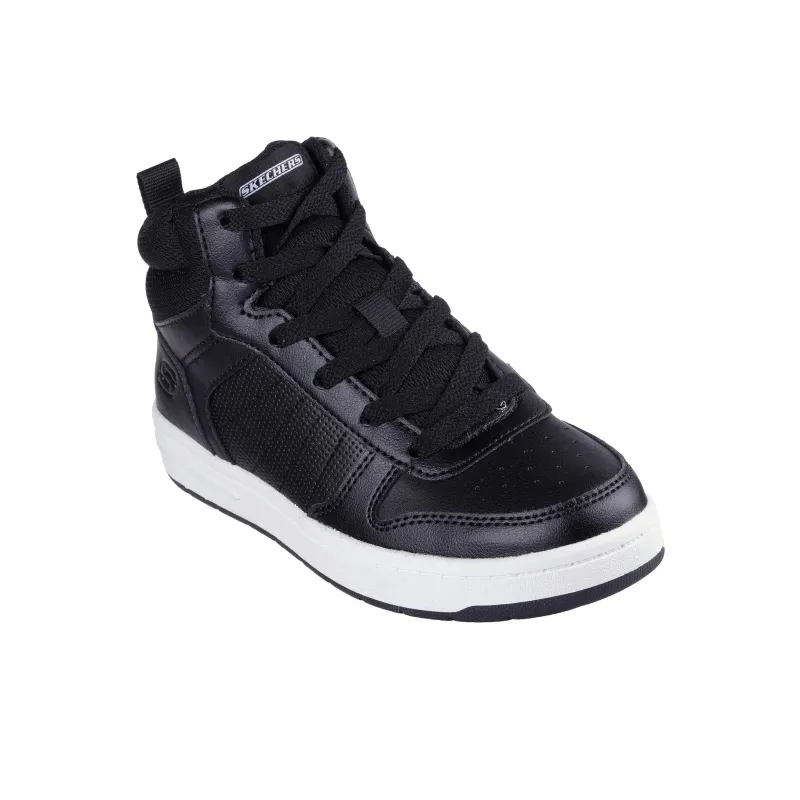 Skechers Anti Slip Wear Resistant Mid Top Kids' Skateboarding Shoes Black White Teenagers-2