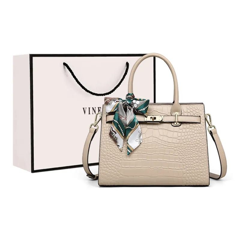 VINEY Cow Leather Handbag Tubas Women's Blue Black-12