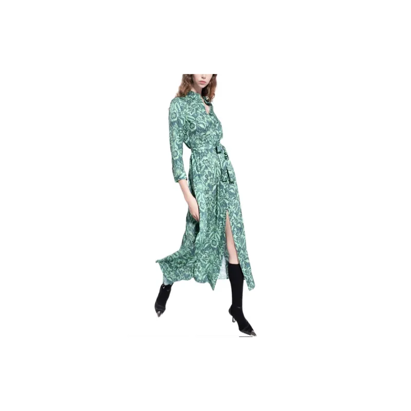 PINKO Long Sleeved Dress Women's Green-3