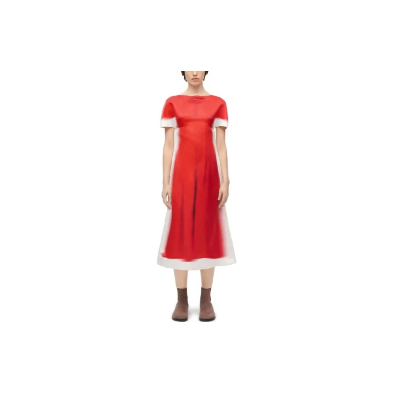 LOEWE Blurred Print Dress 'Red/White'-1