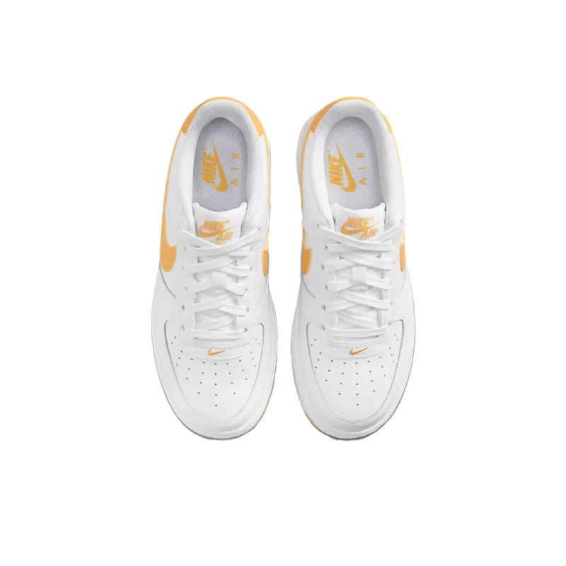 Nike Air Force 1 Low Top Kids' Skateboarding Shoes White Yellow Unisex-7
