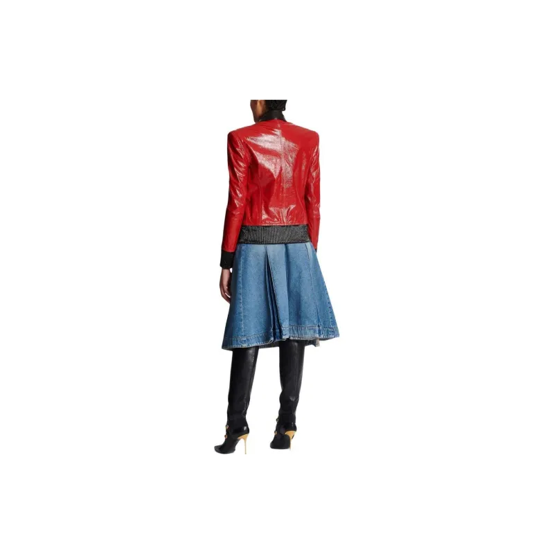 BALMAIN Two tone Patent Leather Jacket-3