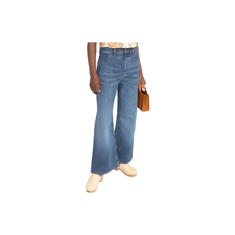 Chloé Logo Embroidered Wide Leg Jeans-3