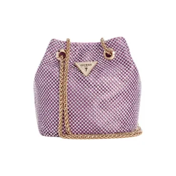 GUESS Aluminum Bucket Bags Crossbody Bag Shoulder Bag Mini Women's Pink Purple