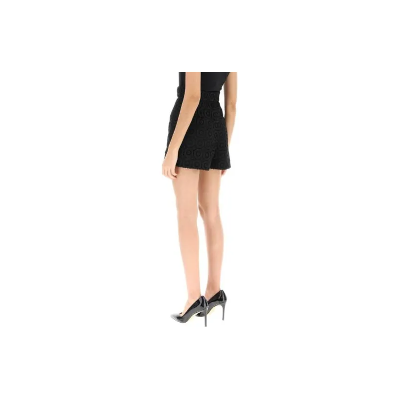 MOSCHINO Floral appliqué High waist Mini Shorts-2