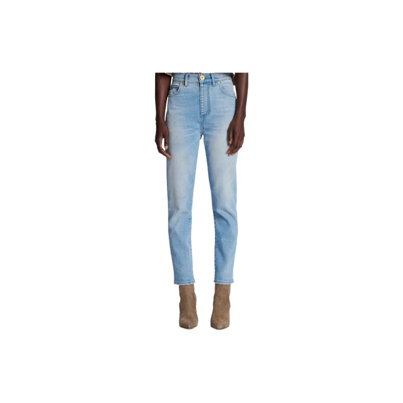 BALMAIN High Waist Straight Leg Jeans-4