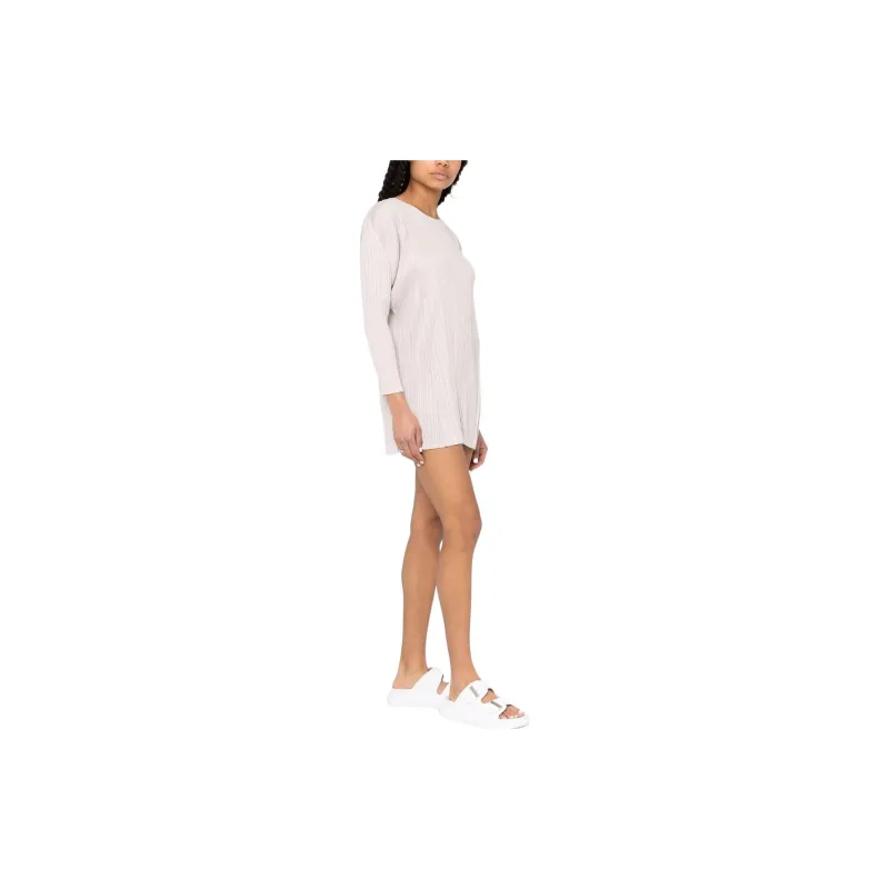 PLEATS PLEASE ISSEY MIYAKE SS22 Long Sleeved Dress Women's White-3