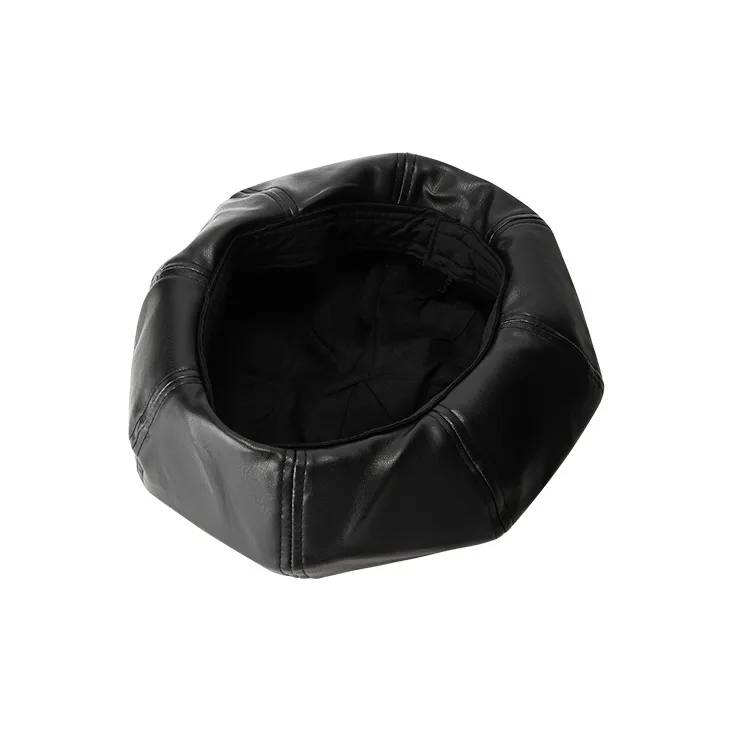 MUYKUY PU Leather Berets Women's-2