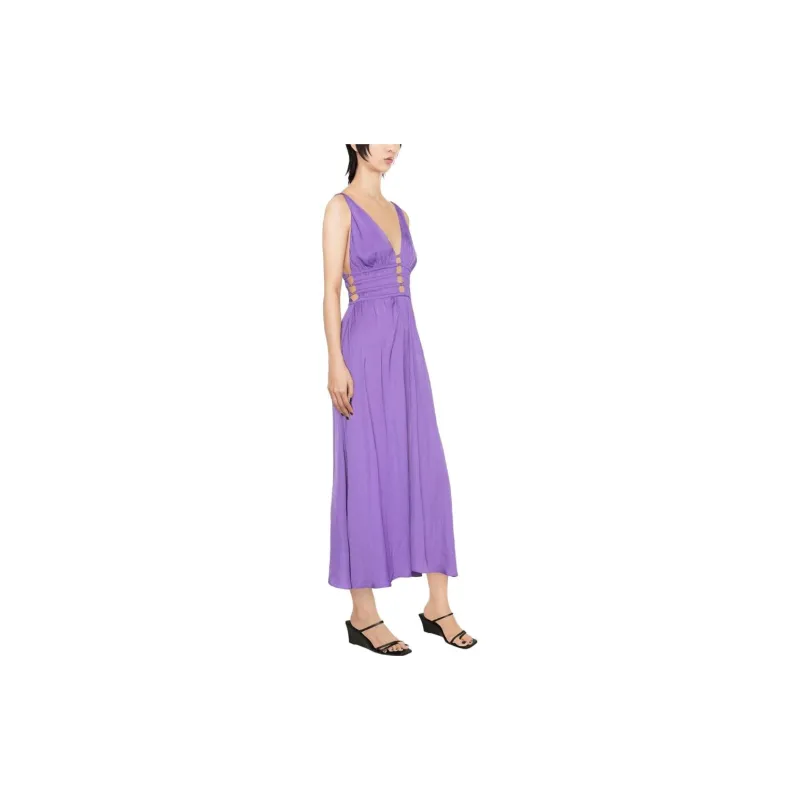 Maje V-neck Cut-out Midi Dress-3