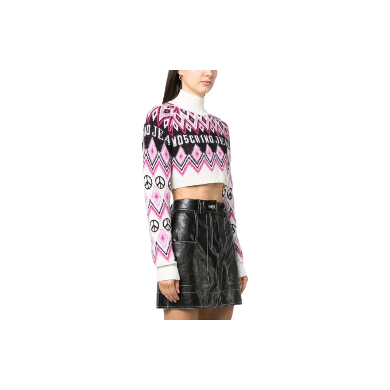 MOSCHINO Logo Intarsia knit Cardigan-3