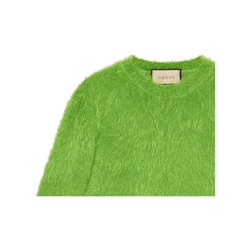 GUCCI Brushed Wool Knit Sweater Green-3