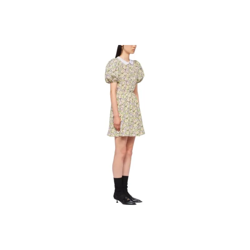 MIU MIU Short Sleeved Dress Women's Yellow-3