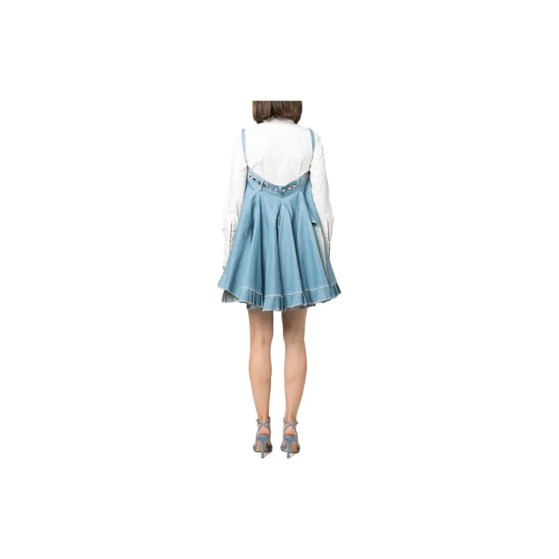 Ludovic de Saint Sernin Embellished Denim Babydoll Minidress-2