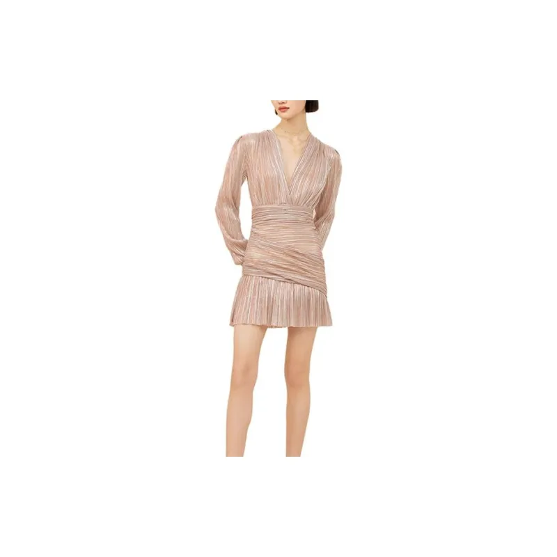 Maje Metallic threading Pleated Minidress-1