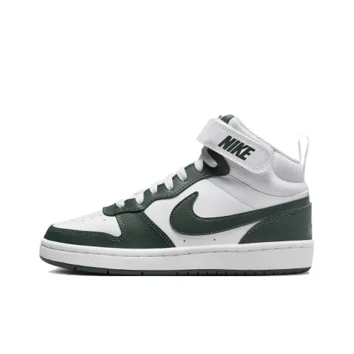 Nike Court Borough Anti Slip Wear Resistant Mid Top Kids' Skateboarding Shoes Green Teenagers