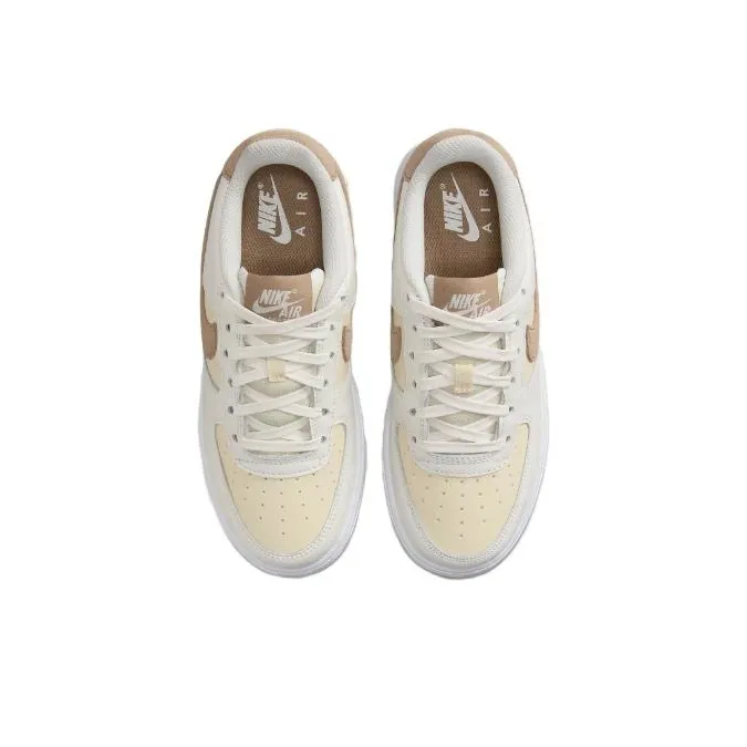 Nike Air Force 1 Anti Slip Wear Resistant Low Top Skateboard Shoes Beige Kids'-3