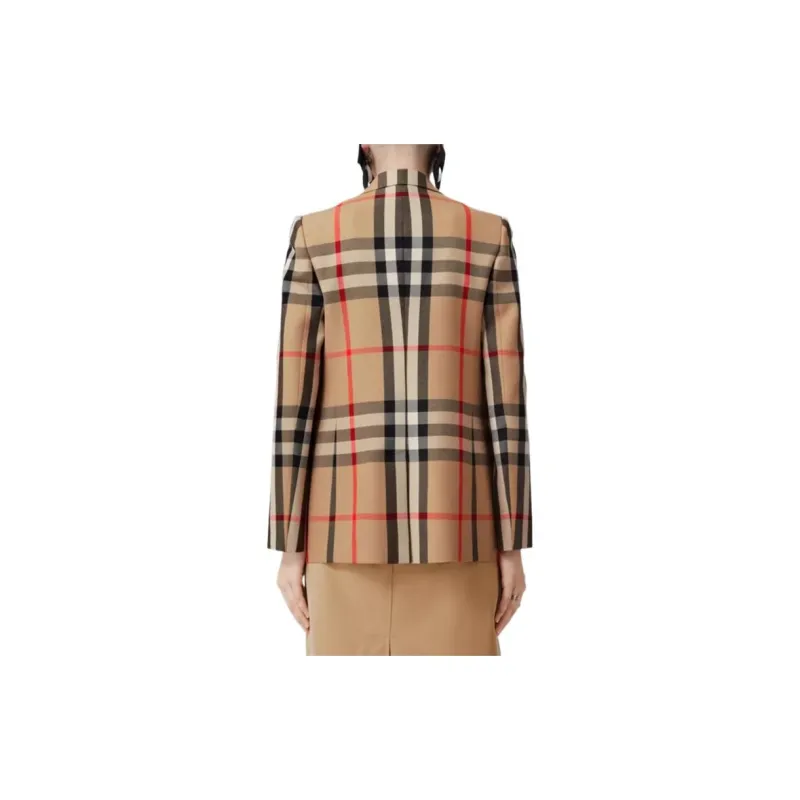 Burberry Check Wool cotton Jacquard Tailored Jacket-3