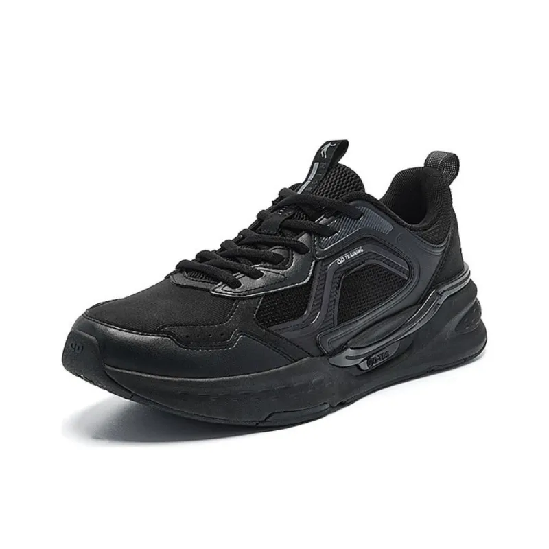 QIAODAN Wear Resistant Slip Resistant Low Top Casual Running Shoes Men's Black Gray-1