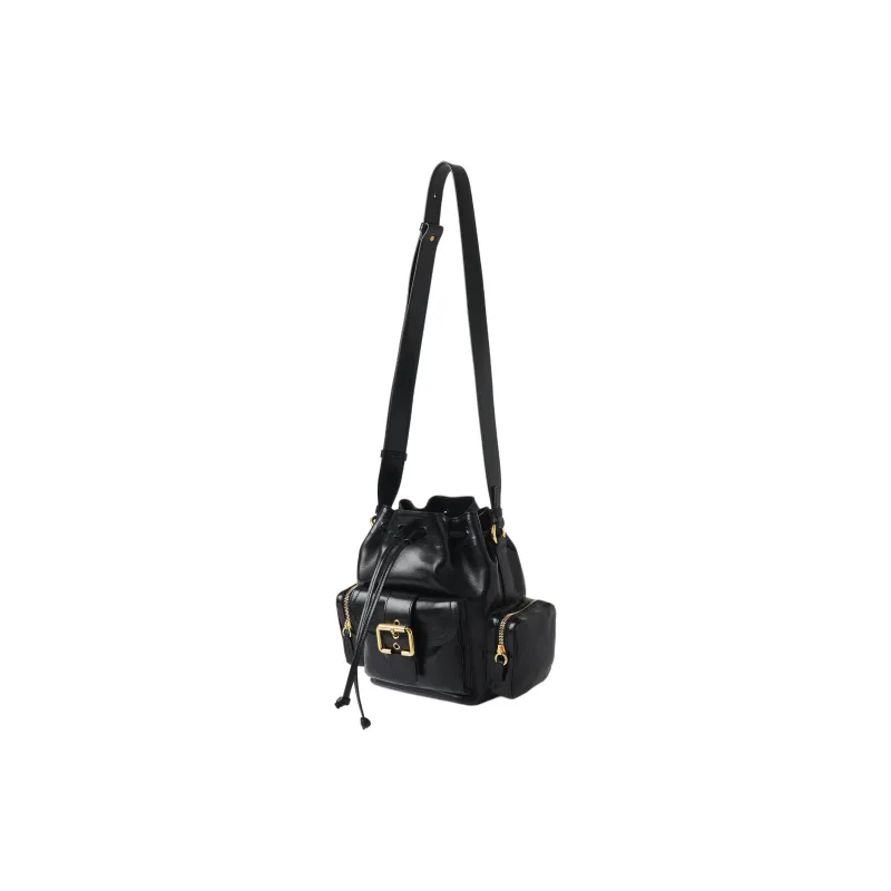 Chloe Buffalo Leather Bucket Bags Crossbody Bag Shoulder Bag Women's Black-1