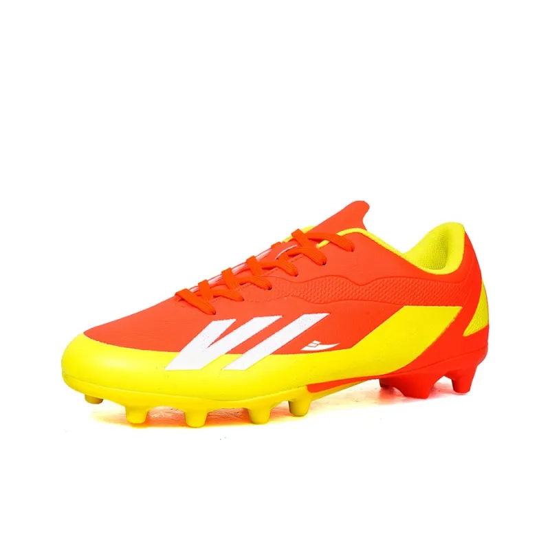 Kuding Soccer Shoes Unisex Low Top Black Royal Blue/Lake Blue/White/Orange Red-10