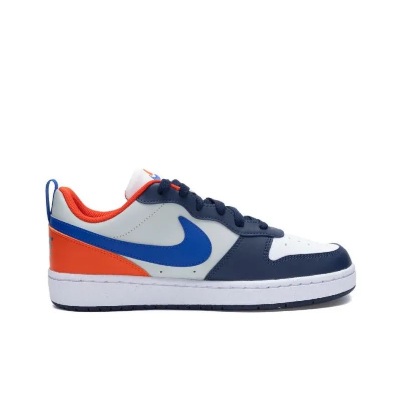 Nike Court Borough Breathable Low Top Kids' Skateboarding Shoes White Blue Unisex-4